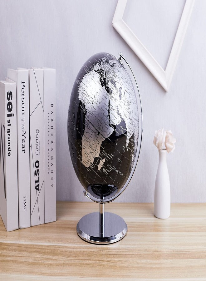 ANNOVA Metallic World Globe Black - Educational/Geographic/Modern Desktop Decoration - Stainless Steel Arc and Base/Earth World - Metallic Black - for School, Home, and Office (10-Inch) - Image 5