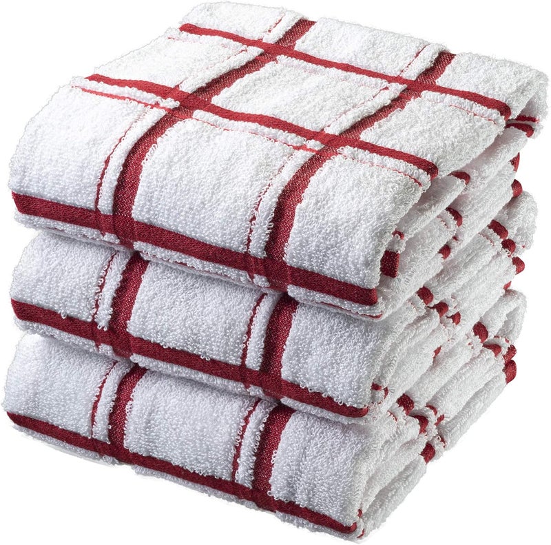 XLNT Red Large Kitchen Towels 3 Pack  100 Cotton  20 x 28  Ultra Absorbent Dishcloths Sets of Hand Towels for Everyday Scrubbing  Quick Drying Kitchen Washcloths - Image 5