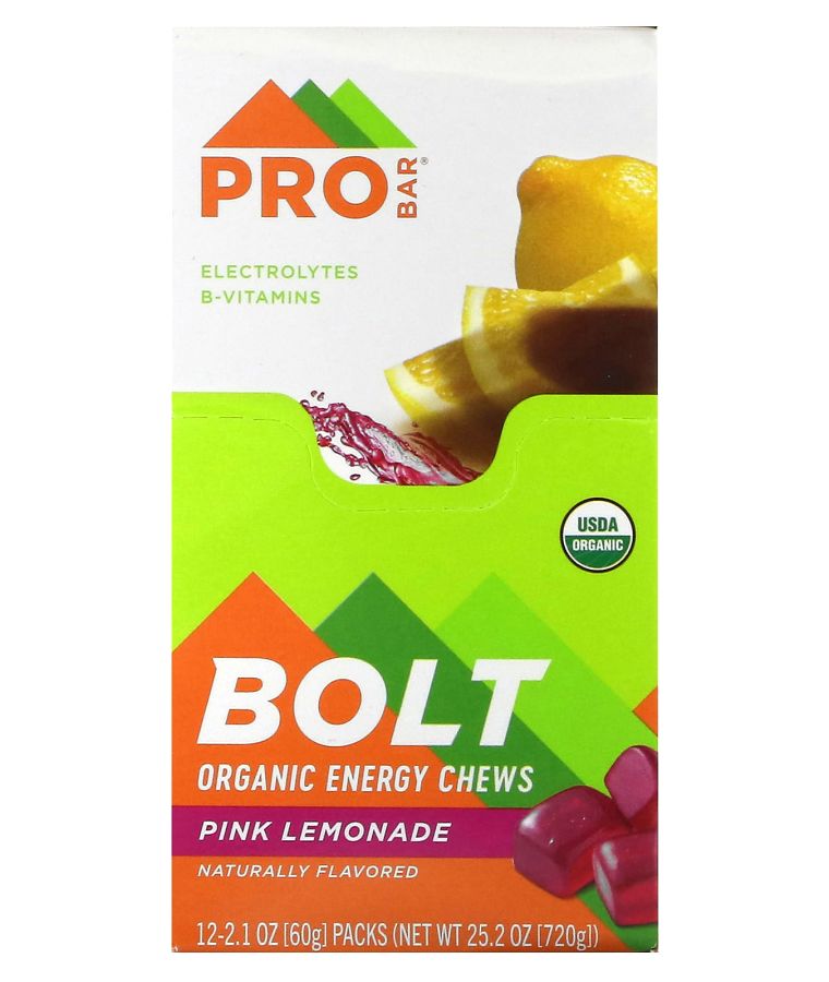 Bolt Organic Energy Chews Pink Lemonade 12 Packs 2.1 oz (60 g) Each