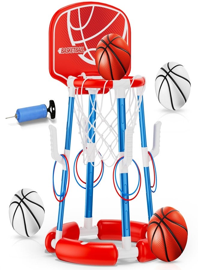 VROGTIK Pool Basketball Hoop with Backboard, Floating Pool Toys for 3-12 Years Old Kids Ring Game with 4 Balls 8 Rings & Pump Outdoor Swimming Pool Basketball Games Water Play Toy Family Party for Kids Adults - Image 1