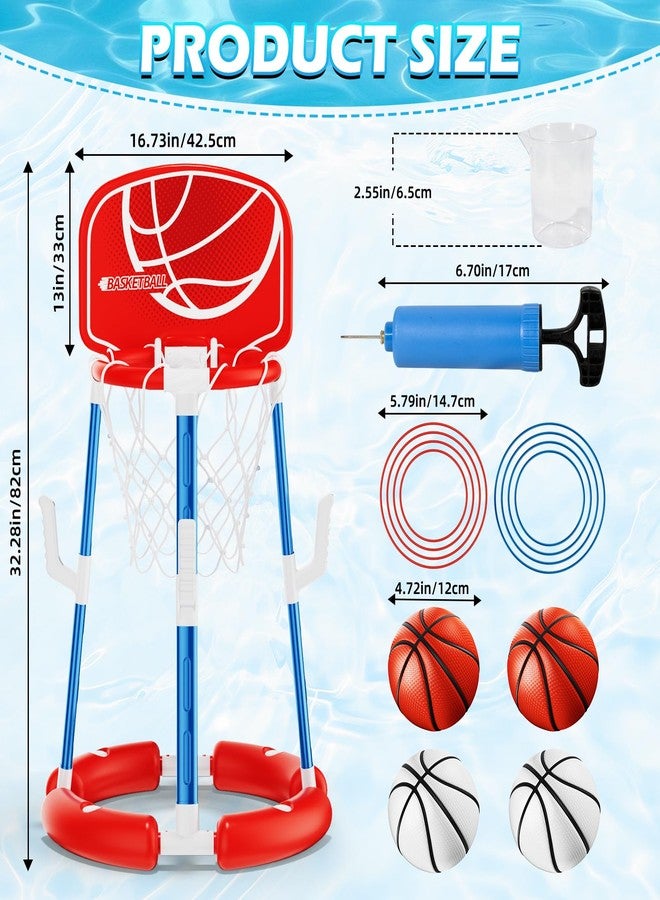 VROGTIK Pool Basketball Hoop with Backboard, Floating Pool Toys for 3-12 Years Old Kids Ring Game with 4 Balls 8 Rings & Pump Outdoor Swimming Pool Basketball Games Water Play Toy Family Party for Kids Adults - Image 3