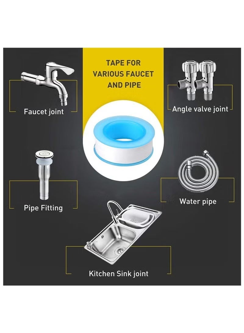 2pcs شريط تيفلون ، شريط ختم الخيط ، شريط ختم PTFE للأنابيب ، شريط ختم لتسرب خيوط الأنابيب ، شريط ختم لأنابيب المياه مع مفاصل الأنابيب الخيطية ، 18mm X 0.2mm X 25m (أبيض)  - Image 5