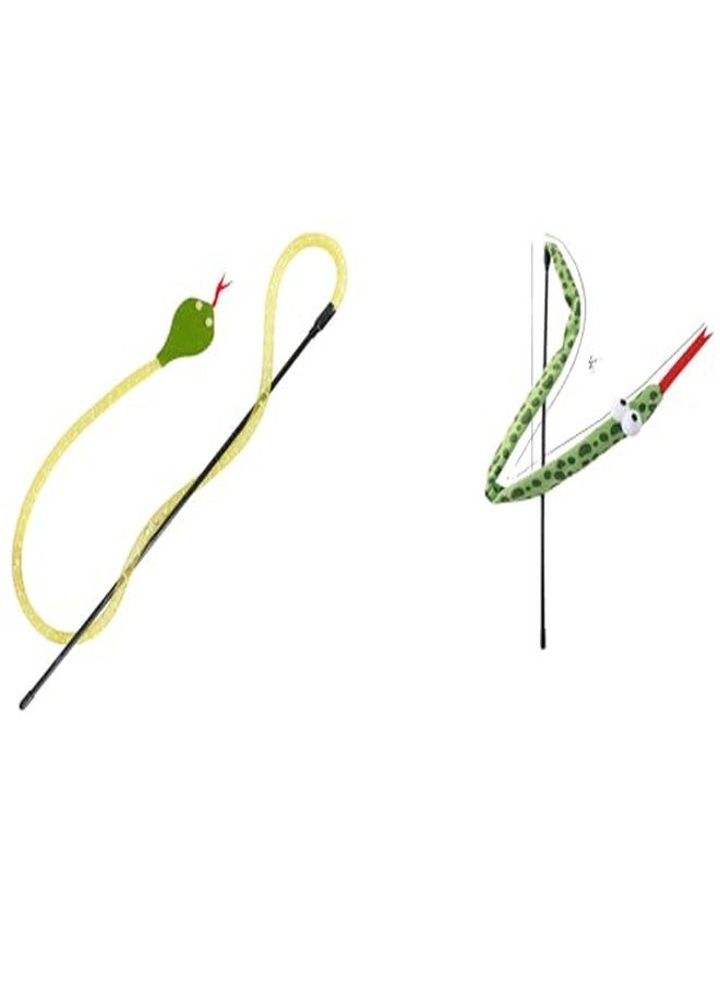 PetPhindU Cat Teaser Wand Toy for Indoor Cats, Cute Mesh Snake & Crinkle Plush Fabric Kitten Wand Kitty Toys Interactive Play Chase Exercise Wand String Toys Cat Toys for All Breed Sizes (One Size,Green) - Image 1