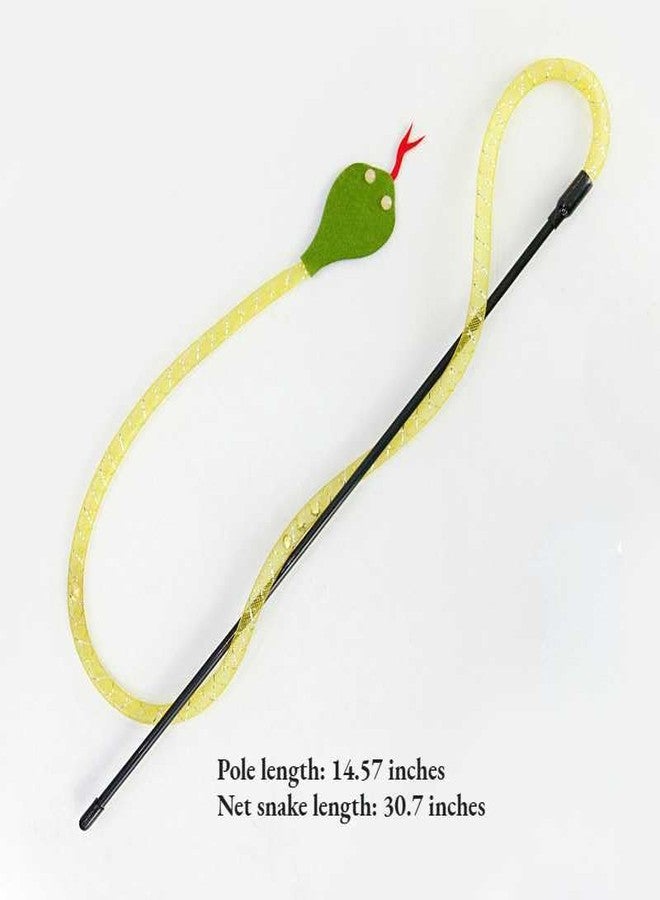 PetPhindU Cat Teaser Wand Toy for Indoor Cats, Cute Mesh Snake & Crinkle Plush Fabric Kitten Wand Kitty Toys Interactive Play Chase Exercise Wand String Toys Cat Toys for All Breed Sizes (One Size,Green) - Image 2