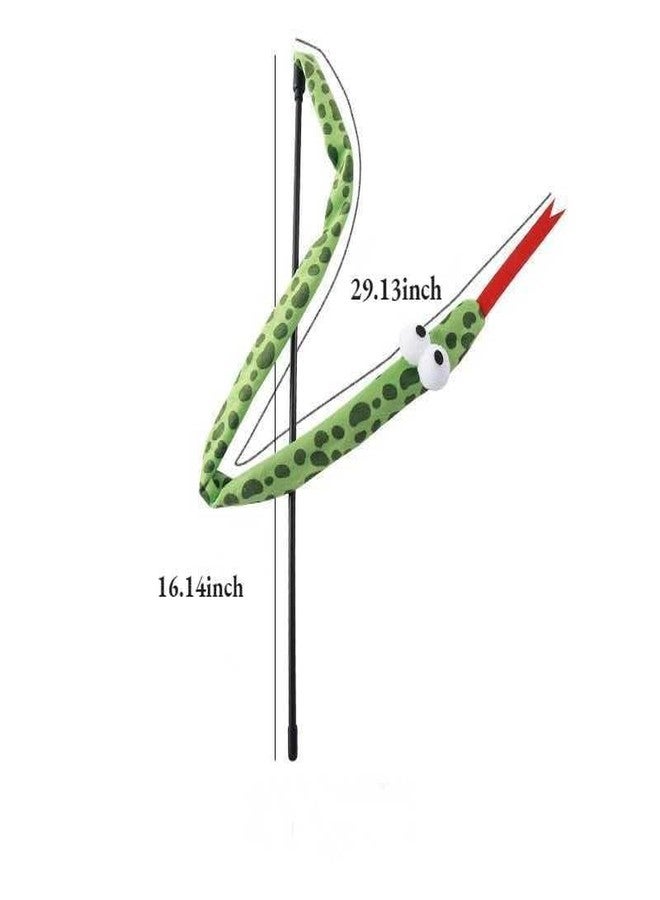 PetPhindU Cat Teaser Wand Toy for Indoor Cats, Cute Mesh Snake & Crinkle Plush Fabric Kitten Wand Kitty Toys Interactive Play Chase Exercise Wand String Toys Cat Toys for All Breed Sizes (One Size,Green) - Image 3
