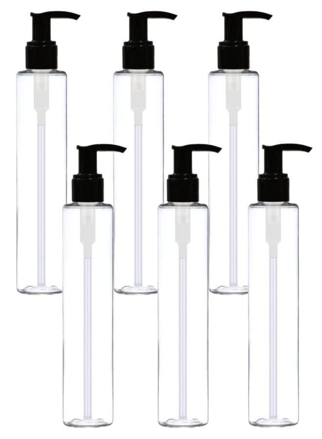 Thinqkart Select Premium Pet 200ml Empty Clear Plastic Bottles Refillable Travel Size Cosmetic Travelling Containers Small Leak Proof Squeeze Bottles with Pump Lock Option for Oil,Toiletries,Shampoo. (PACK OF 6) - Image 1