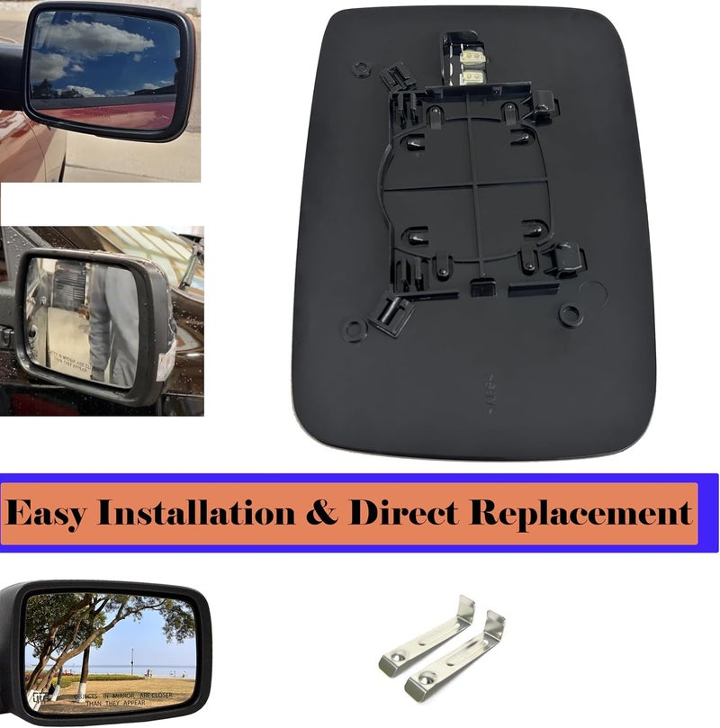 Danbojit Ram Passenger Right Side Heated Mirror Glass Compatible with 2009-2018 Dodge Ram 1500 2500 Right Power Heated Convex Mirror Glass 68050298AA, 68079362AA Big & small space compatible - Image 5