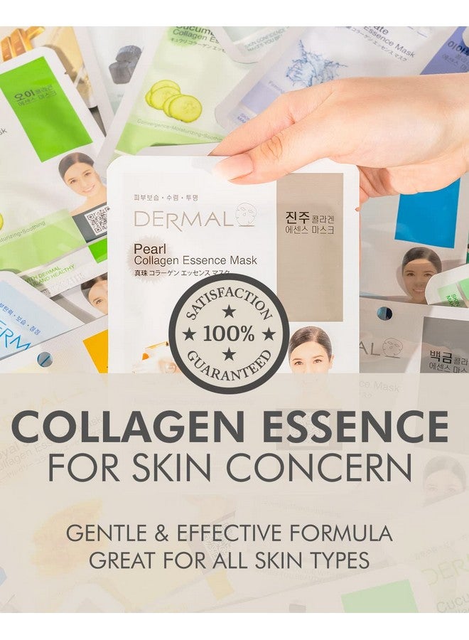 DERMAL 16 Combo Pack A Collagen Essence Korean Face Mask - Hydrating & Soothing Facial Mask With Panthenol - Hypoallergenic Self Care Sheet Mask For All Skin Types - Natural Home Spa Treatment Masks - Image 1