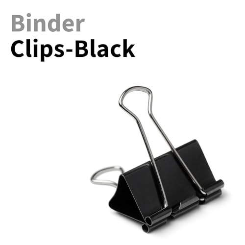 NUOVI 41mm Binder Clips-Black | Made of Tempered Steel, Durable & Rust-Resistant | Perfect for Holding Loose Papers | Ideal for School, Office & Home (Pack of 12) - Image 2