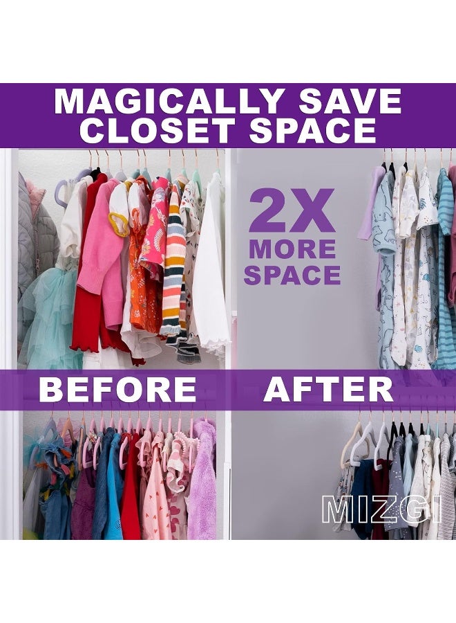 MIZGI Premium Kids Velvet Hangers 11”Inch Children's Clothes Hangers 60PCS Non-Slip Baby Hangers for Infant/Toddler Boys & Girls Closet Organizer Ultra Thin Nursery - Image 3