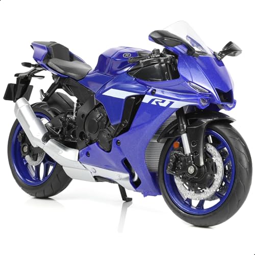 Risopen 1:12 Motorcycle Model Toy for Yamaha YZF-R1 1000R Metal Die-cast with Plastic Motorcycle Model No Assembly Required Mini Finished Moto Gift for Adult（Blue） - Image 1