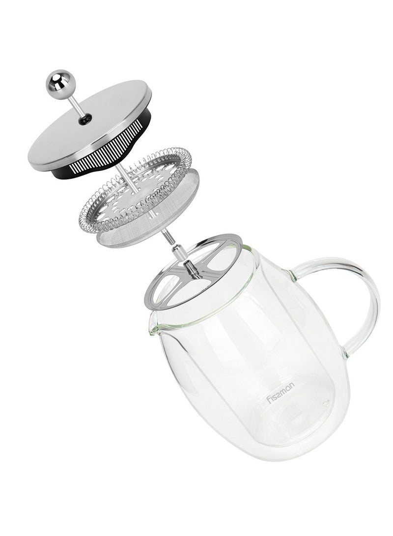 Fissman French Press Coffee Maker 600ml Borosilicate Glass For Tea Lover Stainless Steel Filter, Durable & Heat Resistant, Release Perfect Aroma To Enjoy The Day  - Image 3
