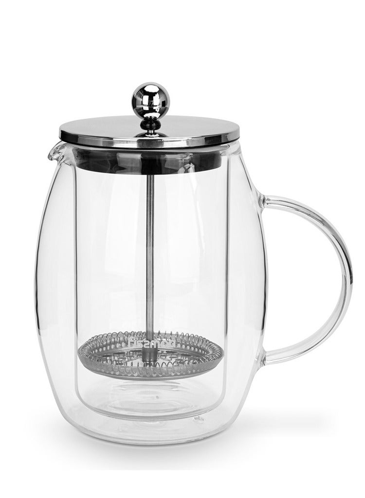 Fissman French Press Coffee Maker 600ml Borosilicate Glass For Tea Lover Stainless Steel Filter, Durable & Heat Resistant, Release Perfect Aroma To Enjoy The Day  - Image 2