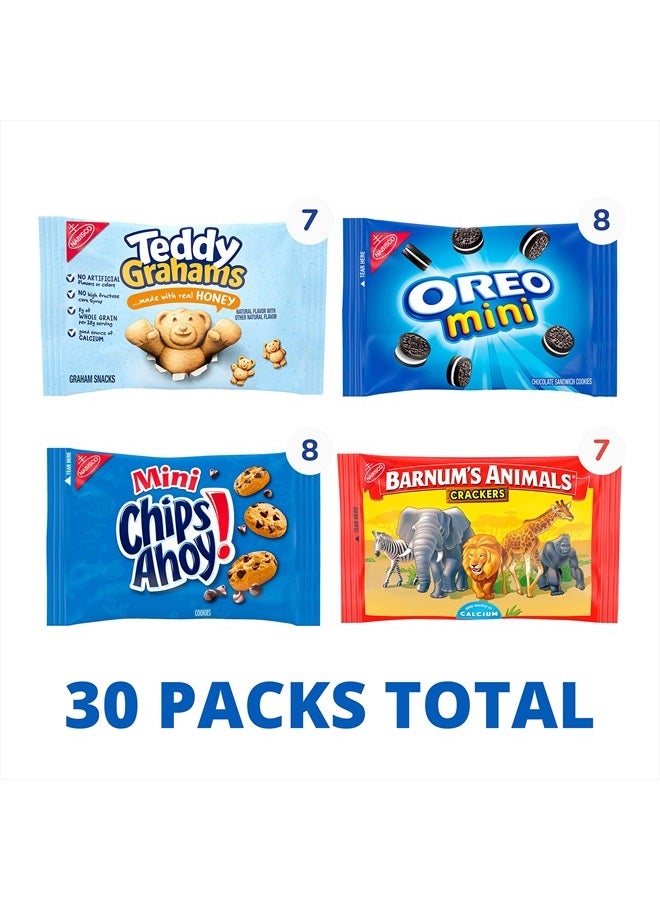 Nabisco Team Favorites Variety Pack, OREO Mini, CHIPS AHOY! Mini, Teddy Grahams Honey & Barnum's Animal Crackers, 30 Snack Packs - Image 2