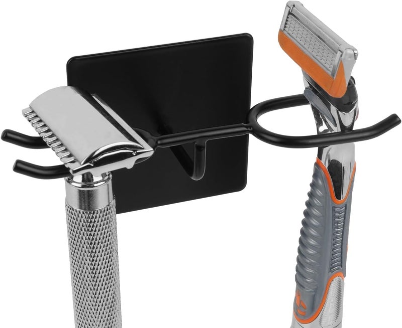 Linkidea Stainless Steel Shower Razor Holder for Wall, Safety Razor Stand, Shaver Stand Storage Bracket Compatible for Gillette Fusion 5 Power, Venus Platinum & ComfortGlide, Merkur MK-23C (Black)