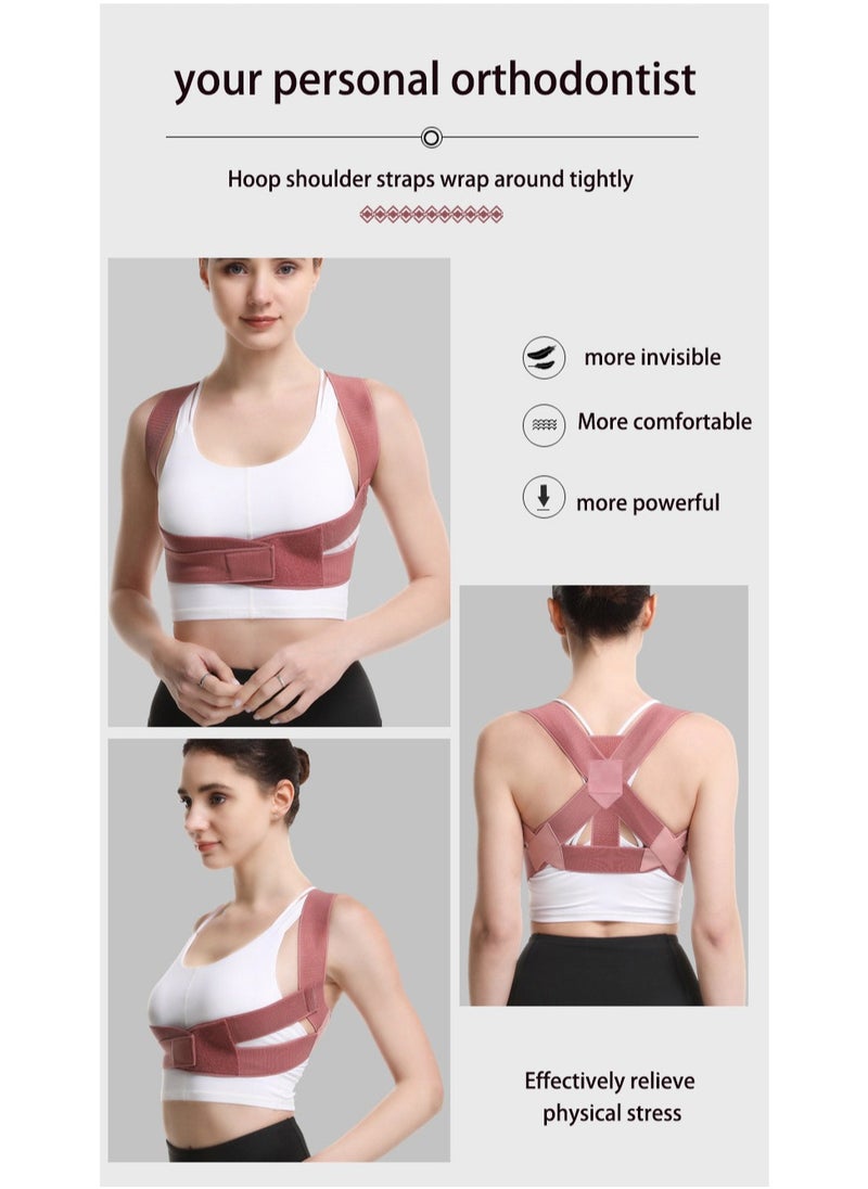 JSDUN Posture Corrector Back Corrector for Neck, Back and Shoulders Correct Anti Hump Corrector Orthopedic Bra for Scoliosis Kyphosis Back Splint Red, M  - Image 4