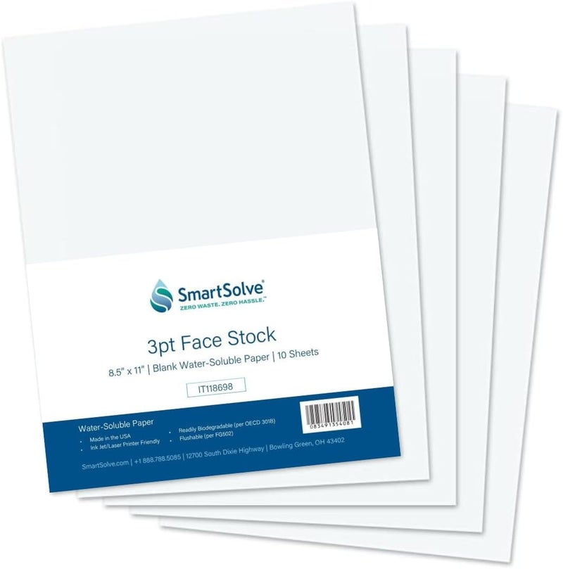 SmartSolve 3 pt. Water-Soluble Paper | Dissolves Quickly in Water | Biodegradable | Eco-Friendly | Printer Compatible | Crafts, Drawing, Notes | Letter Size, 8.5” x 11” | Pack of 10 White Sheets - Image 2