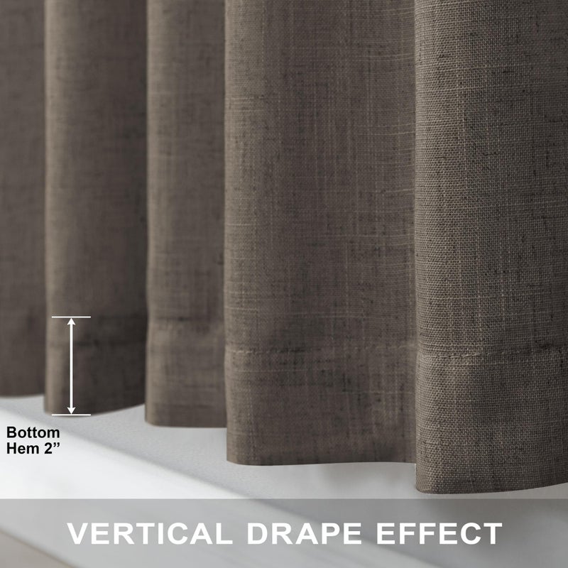 Pitalk Chocolate Brown Curtains for Living Room 84 Inch Length 2 Panels Set Light Filtering Semi Sheer Linen Brown Curtain Modern Farmhouse Back Tab Pleated Drapes 52x84 Long Dark Chocolate Coffee Cappuccino - Image 5