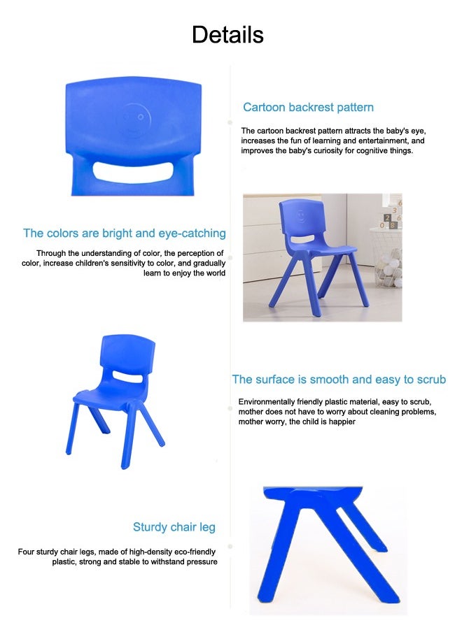 JSAITOYS 5-Piece School Party Study Children Plastic Chair Blue  - Image 3
