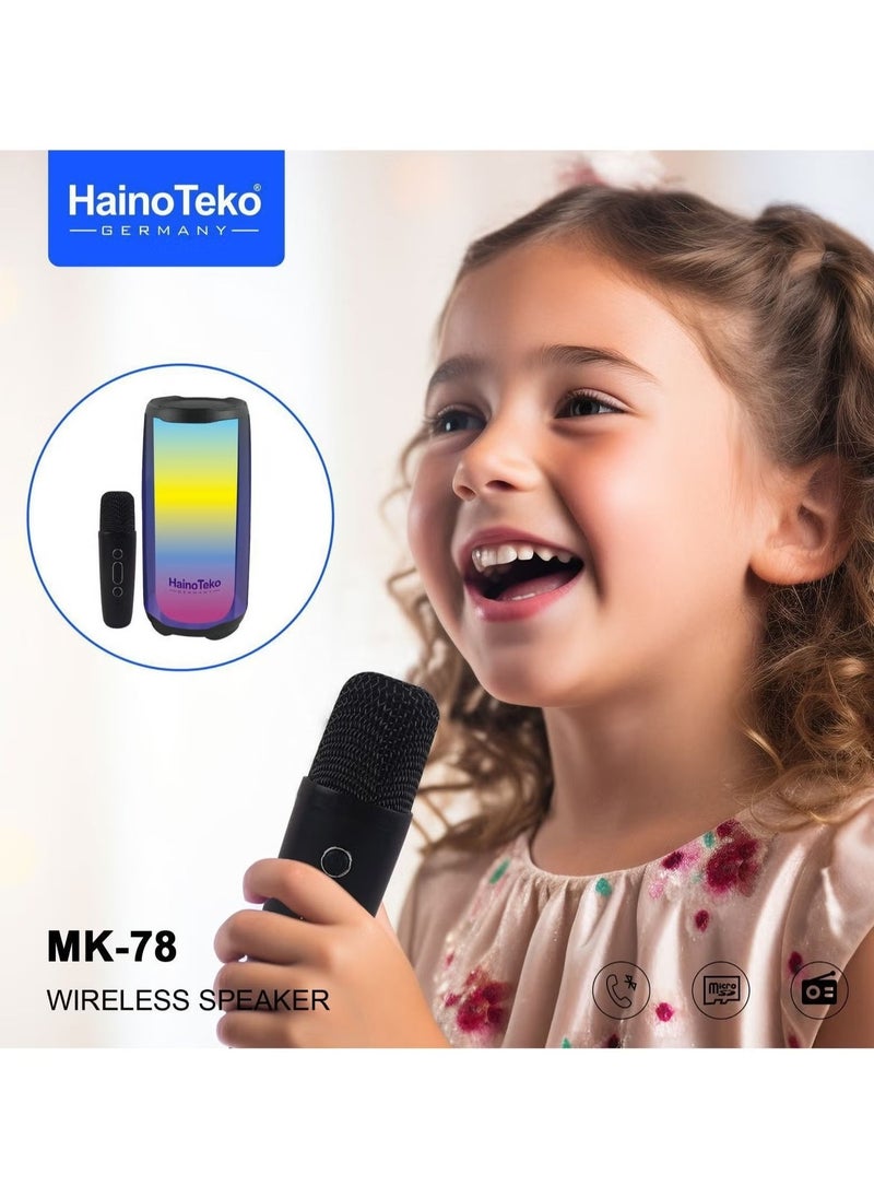 Haino Teko Portable Bluetooth Speaker with Wireless Mic – High-Quality Sound, Compact Design, Rechargeable Battery for Parties, Events, Karaoke, and Outdoor Fun – Black  - Image 3