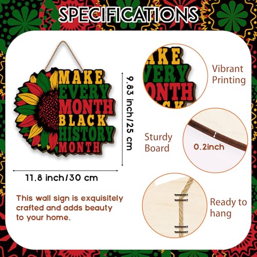 Yarcooly Black History Month Decorations African American History Month Hanging Sign Pan African American Black History Month Decorations for Home Party - Image 2
