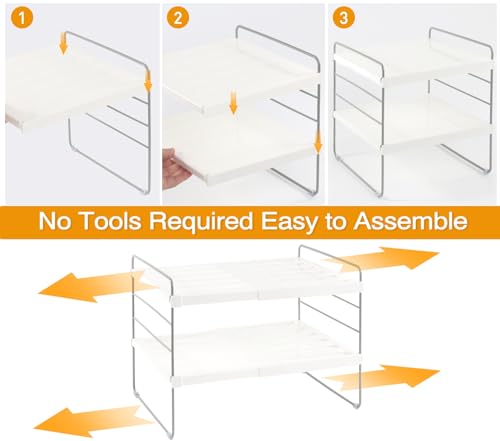 JUPELI Foil and Plastic Wrap Organizer, Expandable Kitchen Pantry Storage, Height Adjustable Cabinet Rack for Kitchen Organization, Aluminum Foil -3 Tier 9.8" to 15.6"L - Image 5