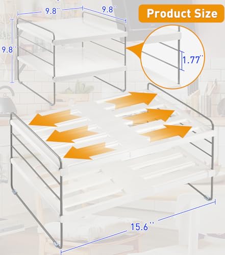JUPELI Foil and Plastic Wrap Organizer, Expandable Kitchen Pantry Storage, Height Adjustable Cabinet Rack for Kitchen Organization, Aluminum Foil -3 Tier 9.8" to 15.6"L - Image 2
