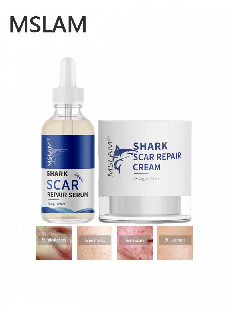 MSLAM Shark Scar Removal and Repair Dual-Effect Combo: Serum + Cream, Multi-stage Fading of Scars and Acne Marks. - Image 1
