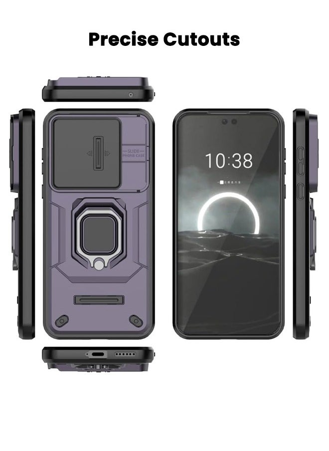 RUGGED SHIELD Huawei Pura 70 Case Cover, Pura 70 (Not for Pura 70 Pro) Case with Slide Camera Cover, Heavy Duty Anti Drop Shockproof Phone Case Cover with Kickstand for HUAWEI Pura 70, Purple  - Image 3