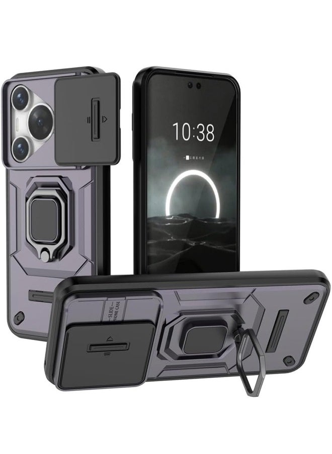 RUGGED SHIELD Huawei Pura 70 Case Cover, Pura 70 (Not for Pura 70 Pro) Case with Slide Camera Cover, Heavy Duty Anti Drop Shockproof Phone Case Cover with Kickstand for HUAWEI Pura 70, Purple  - Image 1