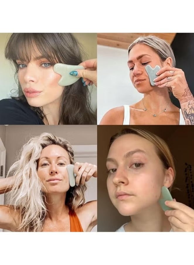 2-Piece Jade Roller & Gua Sha Set，Face Roller and Gua Sha Facial Tools for Skin Care Routine and Puffiness, Self Care Gift for Men Women - Green - Image 3