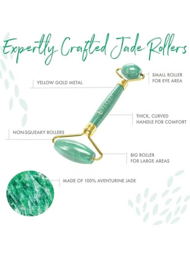2-Piece Jade Roller & Gua Sha Set，Face Roller and Gua Sha Facial Tools for Skin Care Routine and Puffiness, Self Care Gift for Men Women - Green - Image 5