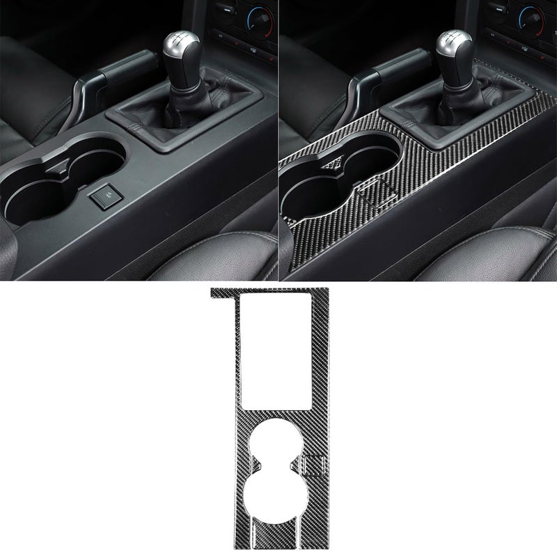 NVCNX Real Premium Carbon Fiber Compatible with Ford Mustang GT Shelby 20052009 2006 2007 2008 Center Console Gear Shift Box Panel Cup Holder Cover Sticker Decal Interior Trim Car Accessories Black - Image 2