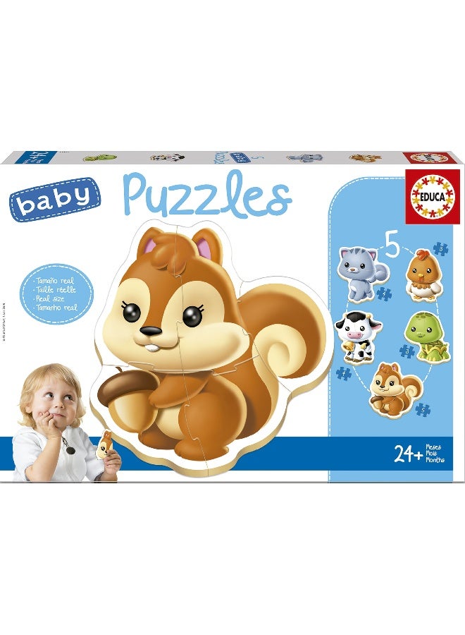 EDUCA ألعاب الحيوانات، مجموعة ألغاز للأطفال مع 5 ألغاز من 2 إلى 5 قطع للأطفال من 24 شهرًا (13473) - Image 1