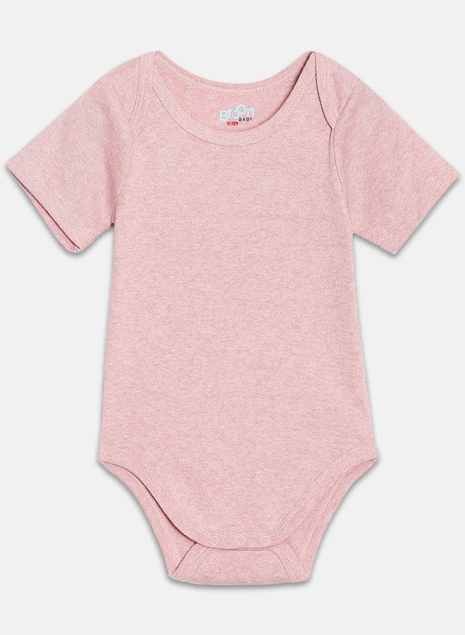 Broon Boys & Girls Pink and Fuchsia Printed Rompers | Premium Organic Cotton | Short Sleeves with Print and Embroidery | Infant Wear | Chemical Free | Pack of 2 - Image 2