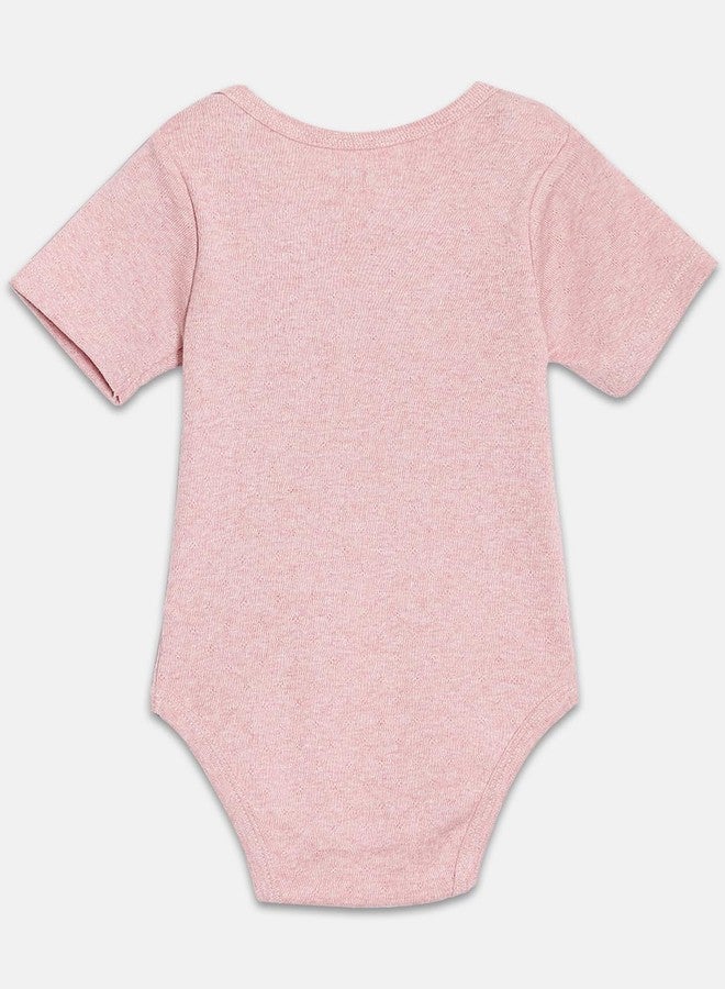 Broon Boys & Girls Pink and Fuchsia Printed Rompers | Premium Organic Cotton | Short Sleeves with Print and Embroidery | Infant Wear | Chemical Free | Pack of 2 - Image 4