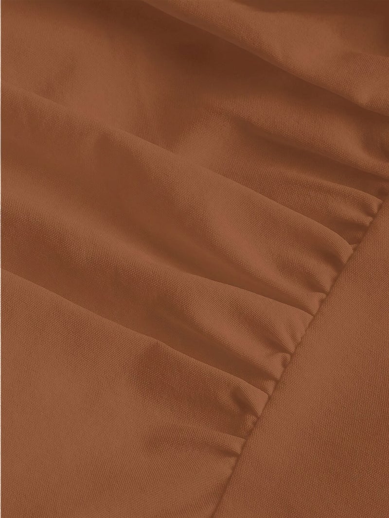 Nian Nian Selected Targeted Style - Solid Color Suspender Drawstring Off-Shoulder Dress - Image 4