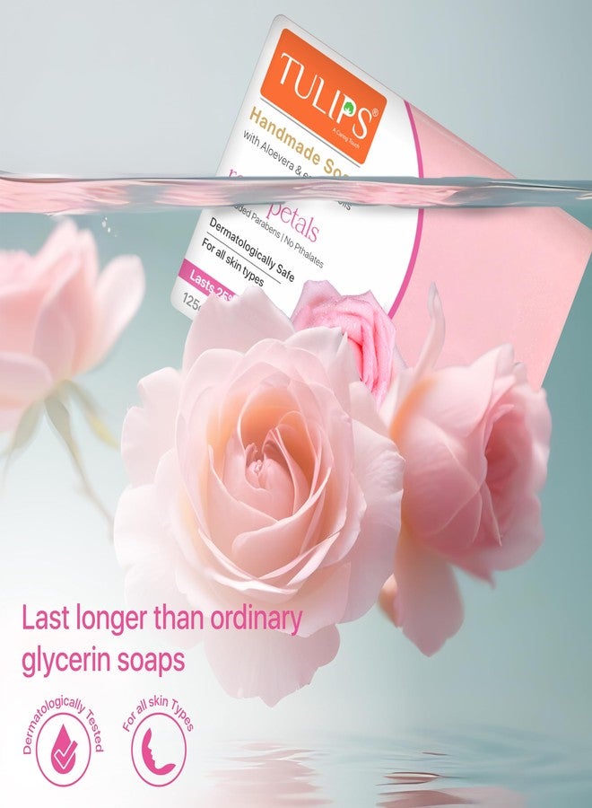 Tulips Handmade Bathing Bar Soap (Rose Petals) 125 G I With Aloevera & essential Oils I For all Skin Type - Image 3