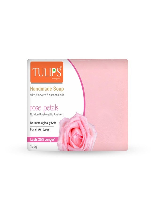 Tulips Handmade Bathing Bar Soap (Rose Petals) 125 G I With Aloevera & essential Oils I For all Skin Type - Image 1
