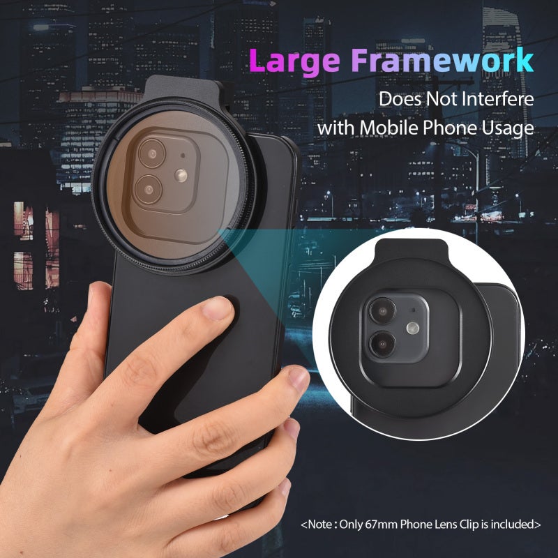 Phone Filter Mount: 67mm Aluminum Alloy Clip With Rotating Lock Knob, Cold Shoe Mount - Wide Compatibility For ND, CPL, UV Filters For Smartphone Photography - Image 5