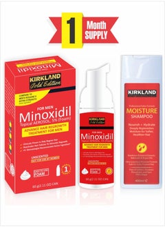 Kirkland Signature Combo - Minoxidil Gold Edition Foam: Premium Treatment for Hair Loss with Golden Edition Shampoo for Silky, Shiny Hair 
