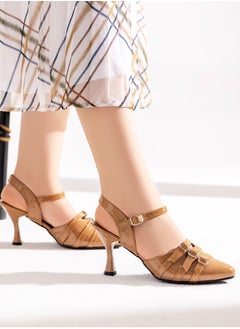 Vbranda Leather heels sandal is elegant, stylish, and comfortable.C-56-CAFE  - Image 1