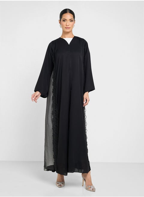 Abaya With Lace Border & Sheila