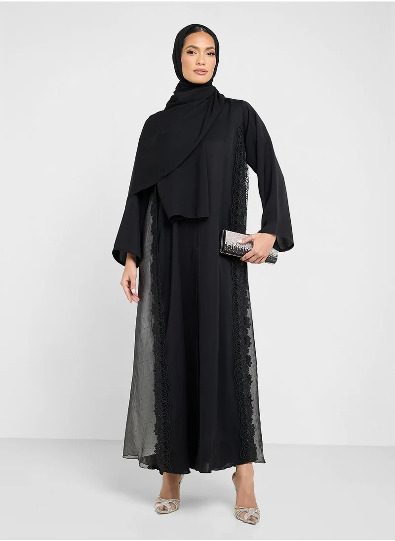 Khizana Abaya With Lace Border & Sheila