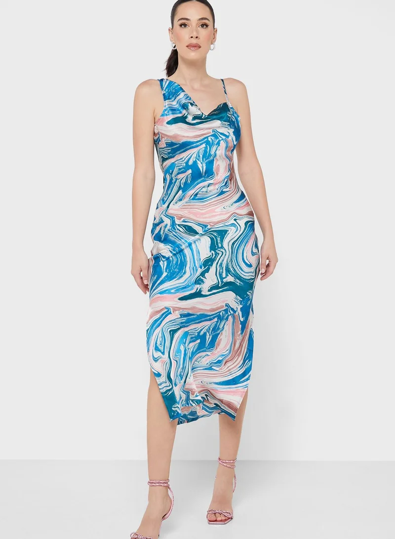 QUIZ Satin Printed Dress