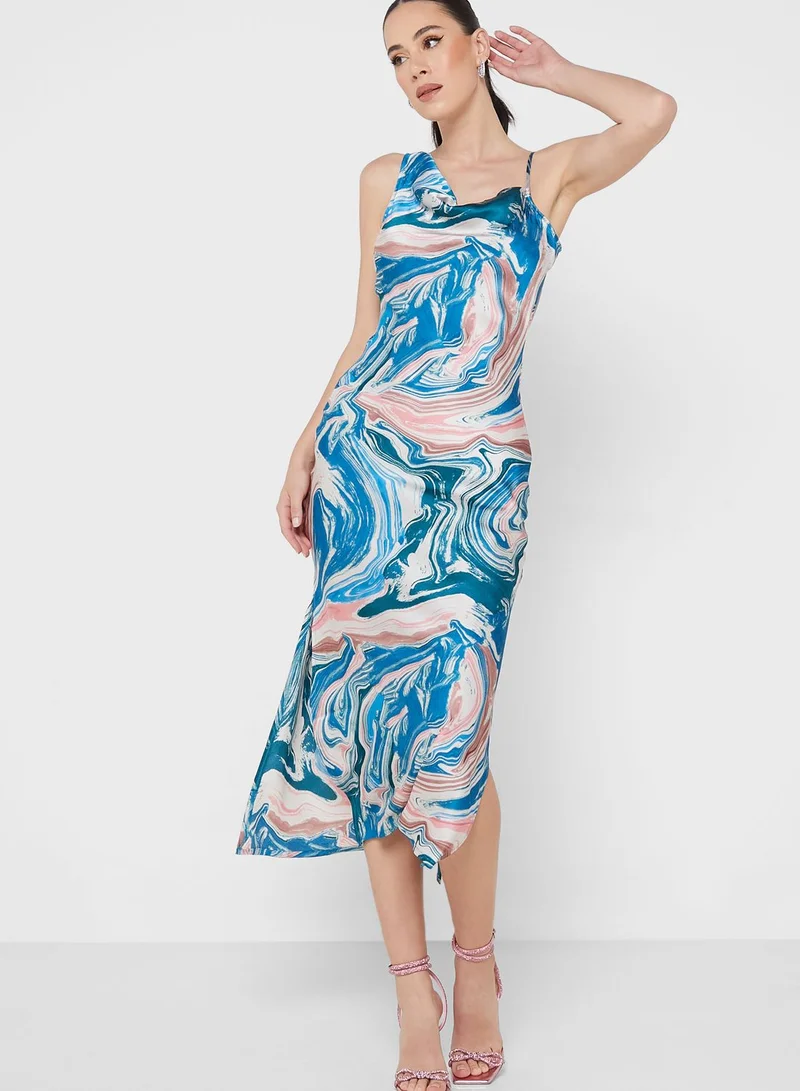QUIZ Satin Printed Dress