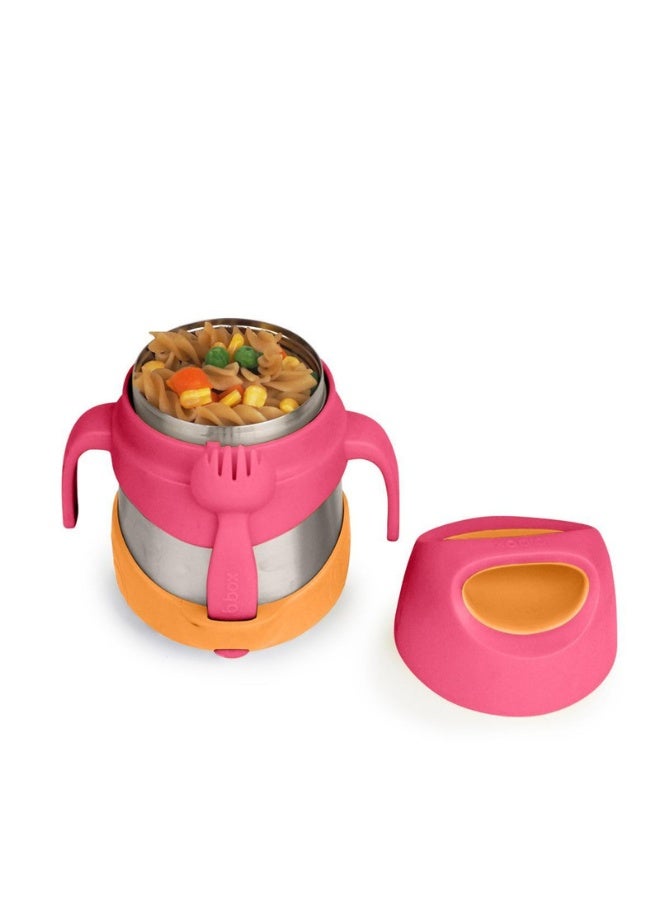B.Box Insulated Food Jar for Kids | Keeps Food Hot or Cold | 11 fl oz Capacity | Leakproof | BPA Free | With Spork & Carry Handle-Strawberry Shake - Image 1