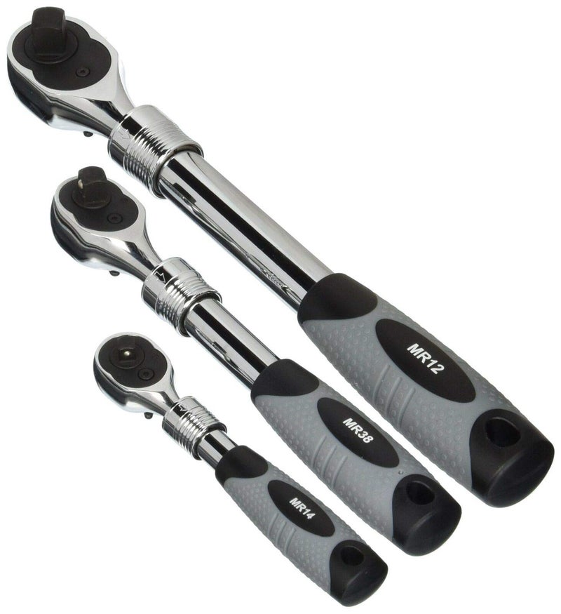 E-Z Red EZRED MR482 Extendable Ratchet Three Piece Set, Grey/Black - Image 1