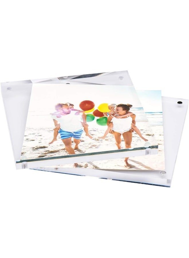 TWING TWING 2 Pack 4x4 Acrylic Picture Frame Horizontal Magnet Double Sided 4x4 Picture Frame Set with Microfiber Cloth 10  10MM Thickness Clear Desktop Acrylic Photo Frame Display Gifts Ideal Ideal  - Image 2