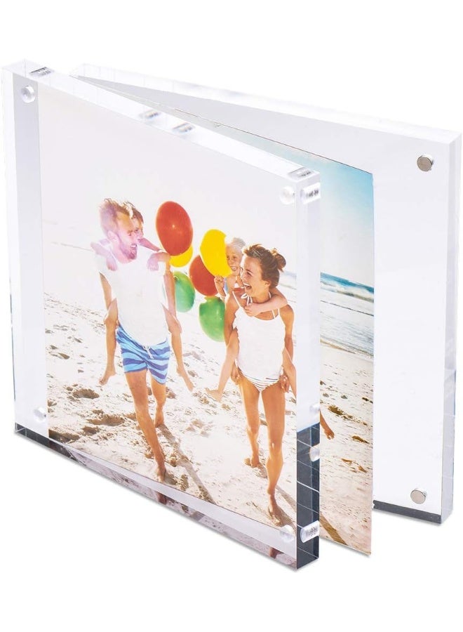 TWING TWING 2 Pack 4x4 Acrylic Picture Frame Horizontal Magnet Double Sided 4x4 Picture Frame Set with Microfiber Cloth 10  10MM Thickness Clear Desktop Acrylic Photo Frame Display Gifts Ideal Ideal  - Image 3